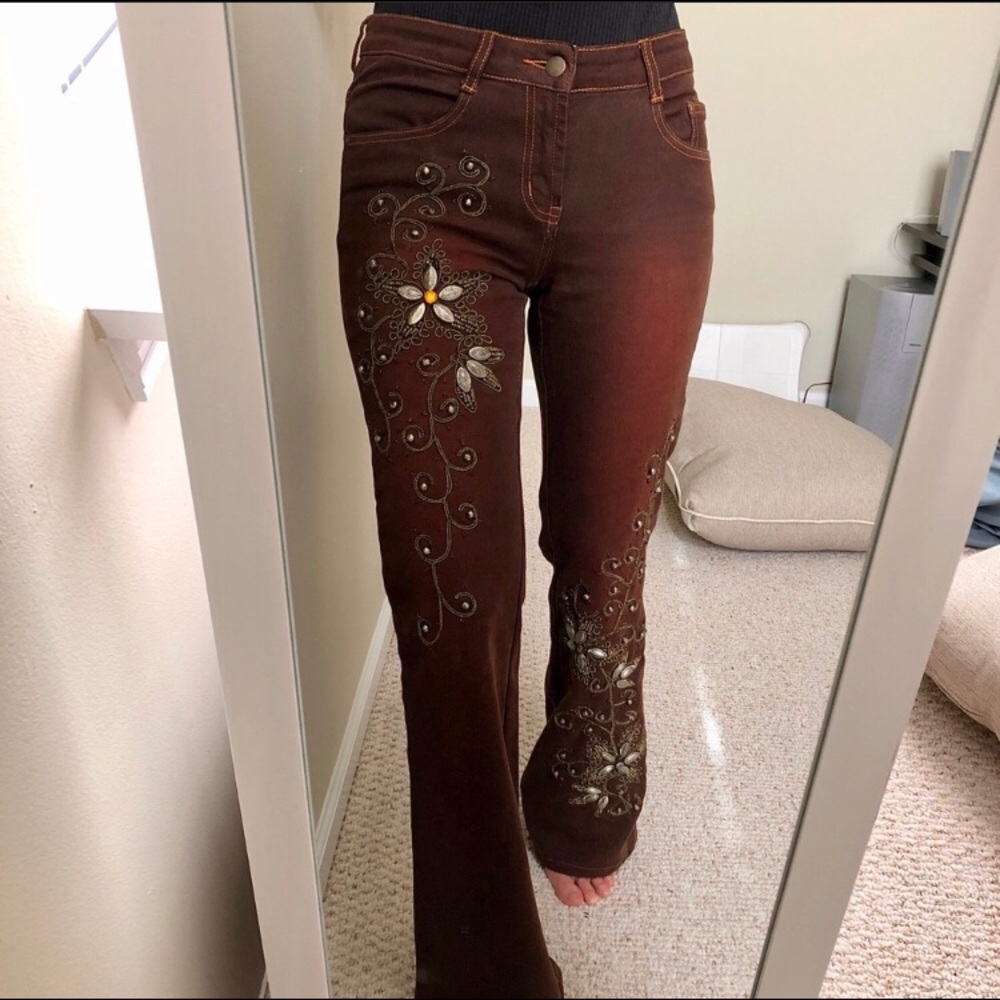 Embroidered flare pants